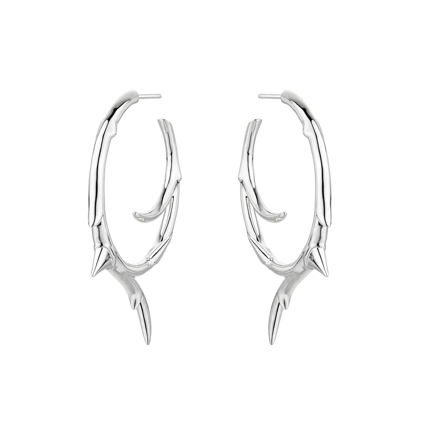 Rose Thorn Large Hoop Earrings - Silver