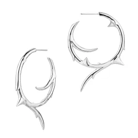 Rose Thorn Large Hoop Earrings - Silver