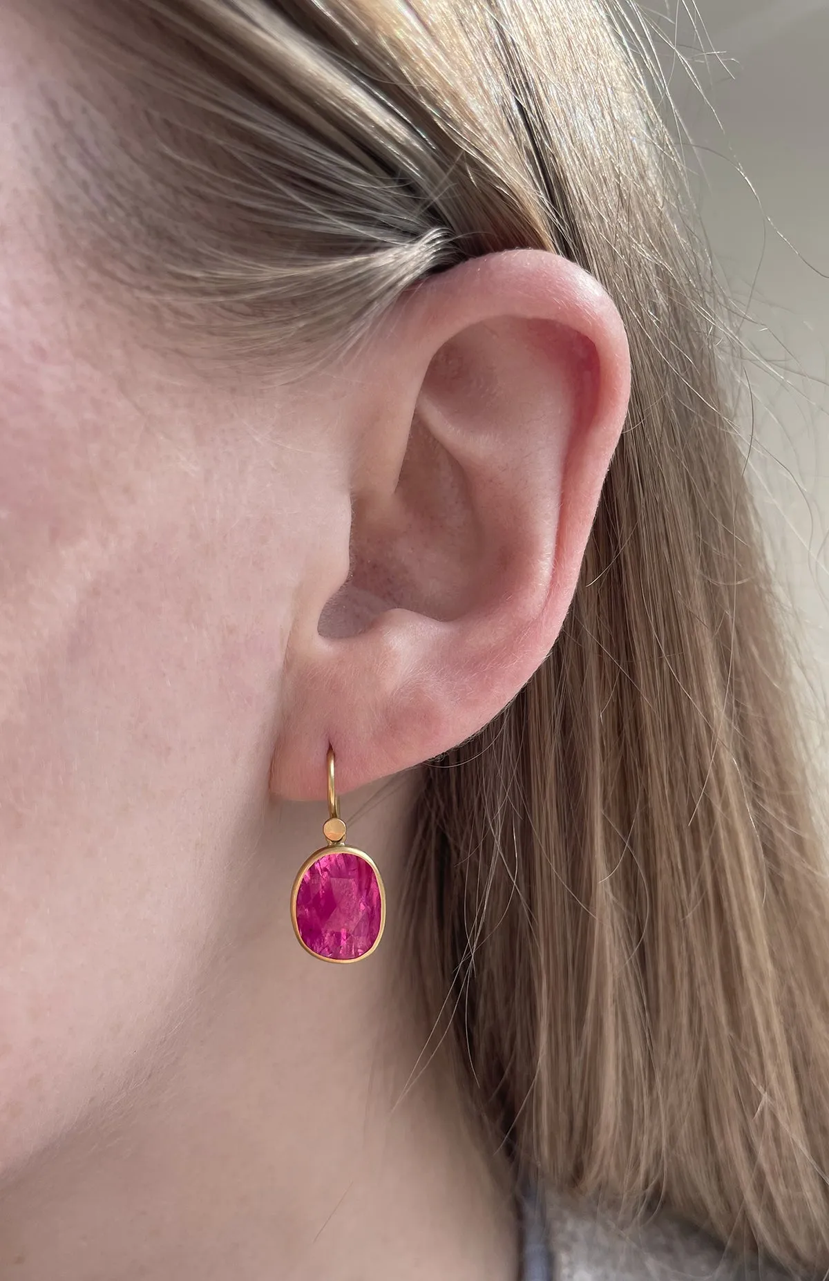 Ruby Pebble Drop Earrings