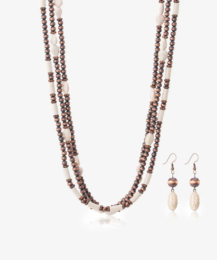 Rustic Couture's Beaded Necklace Earrings Set