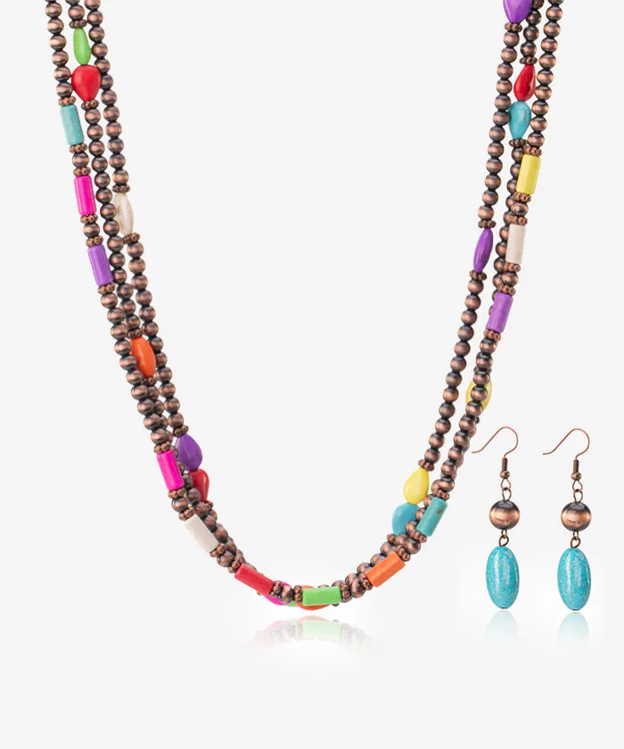 Rustic Couture's Beaded Necklace Earrings Set