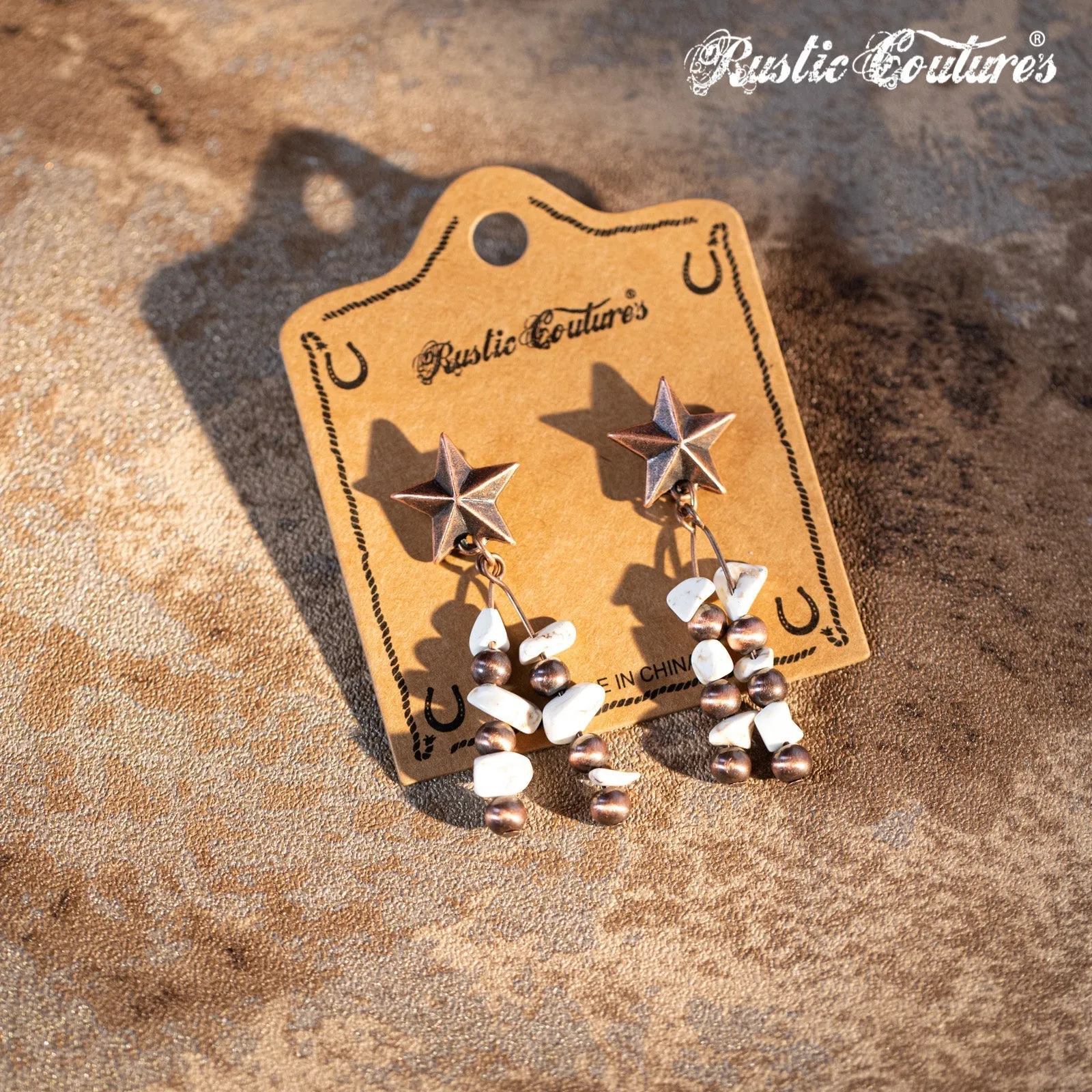 Rustic Couture's Metal Star Chips W/Seed Beads Dangle Earring