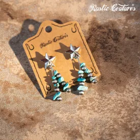 Rustic Couture's Metal Star Chips W/Seed Beads Dangle Earring