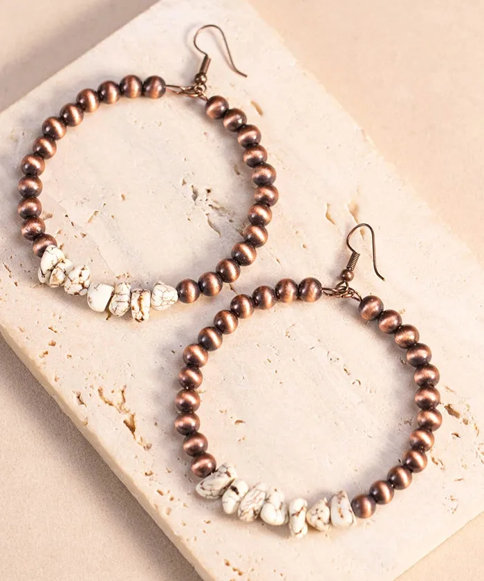 Rustic Couture's Nature Stone Beaded Hoop Earrings