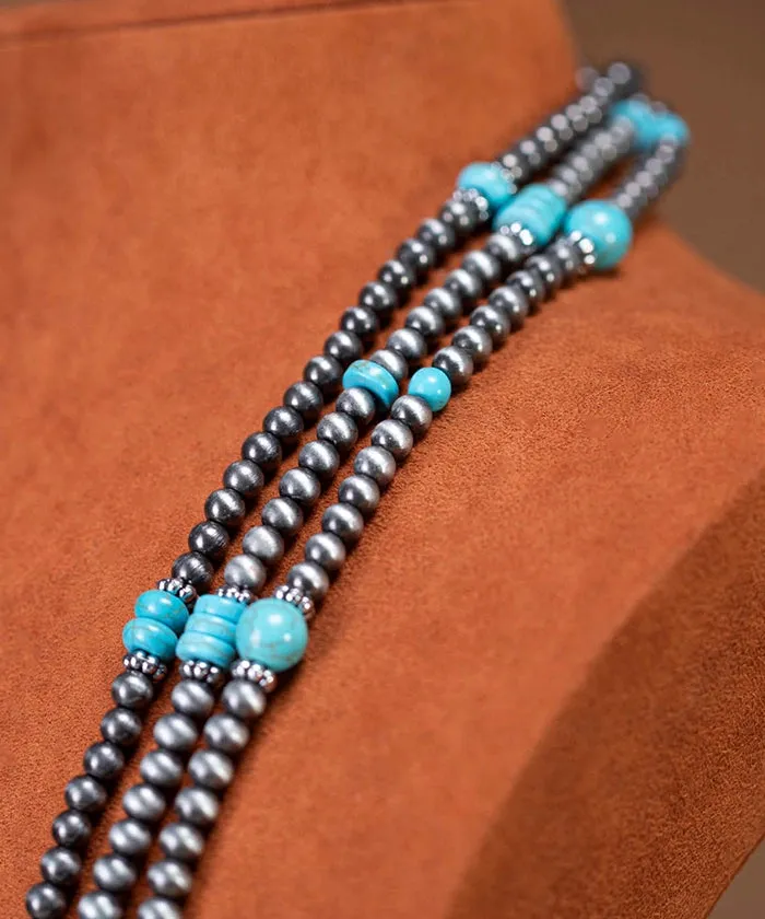 Rustic Couture's Turquoise Beaded Necklace Earrings Set