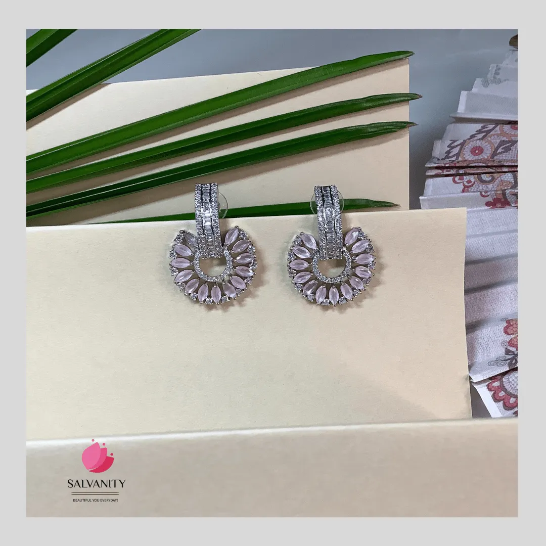 Salvanity American Diamond Evening Glamour Flower Earrings