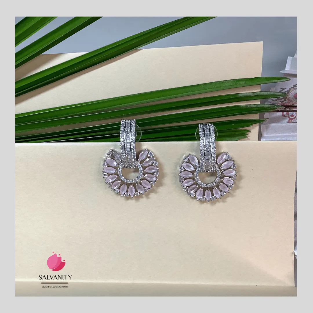 Salvanity American Diamond Evening Glamour Flower Earrings