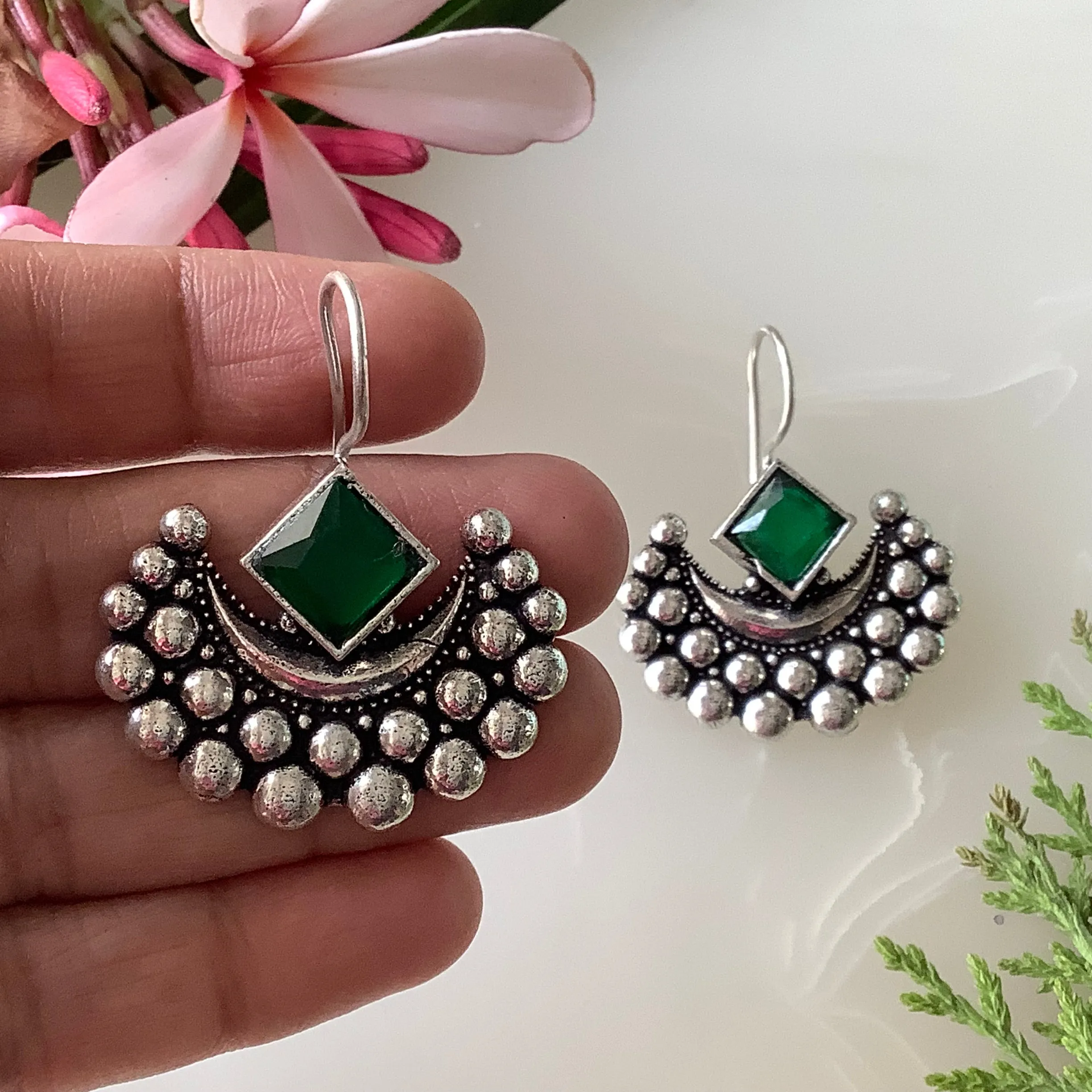 Salvanity German Silver Chandrika earrings