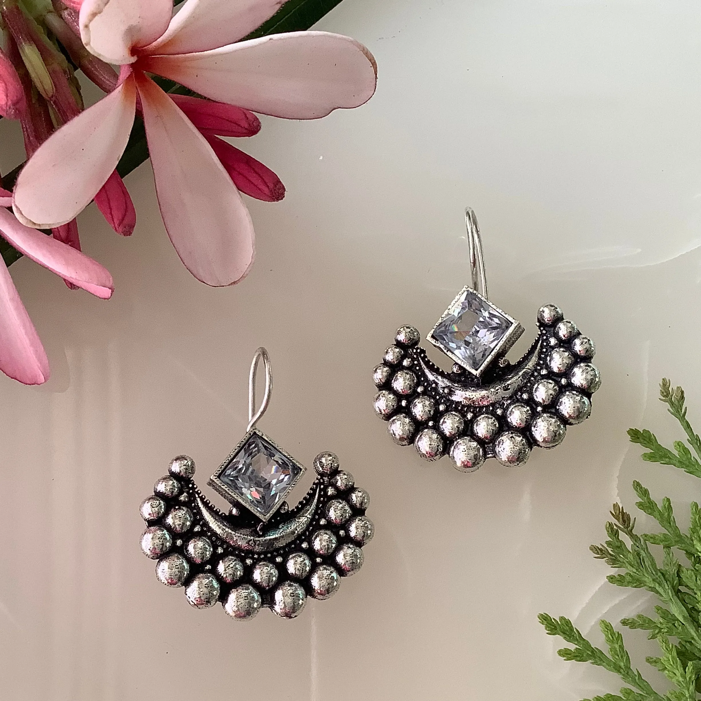 Salvanity German Silver Chandrika earrings