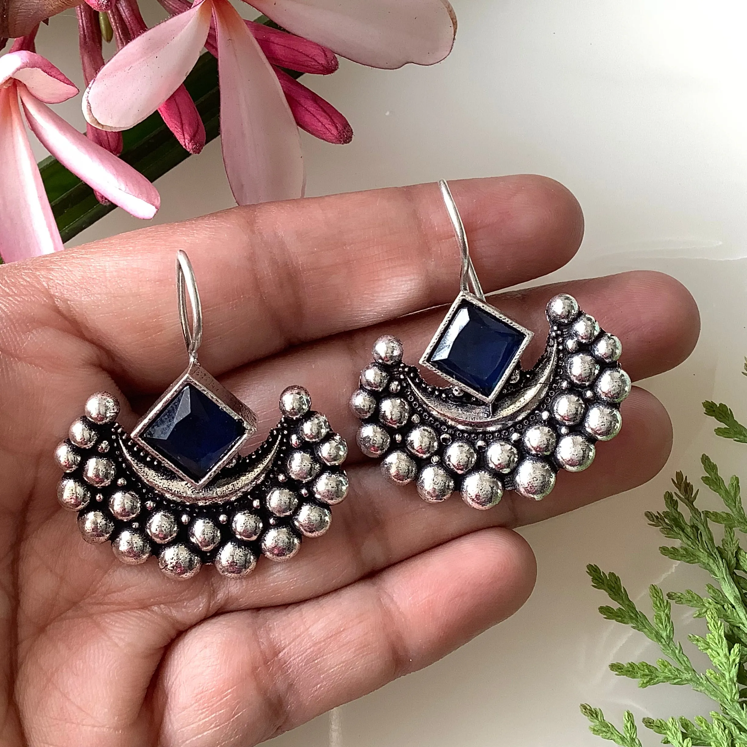 Salvanity German Silver Chandrika earrings