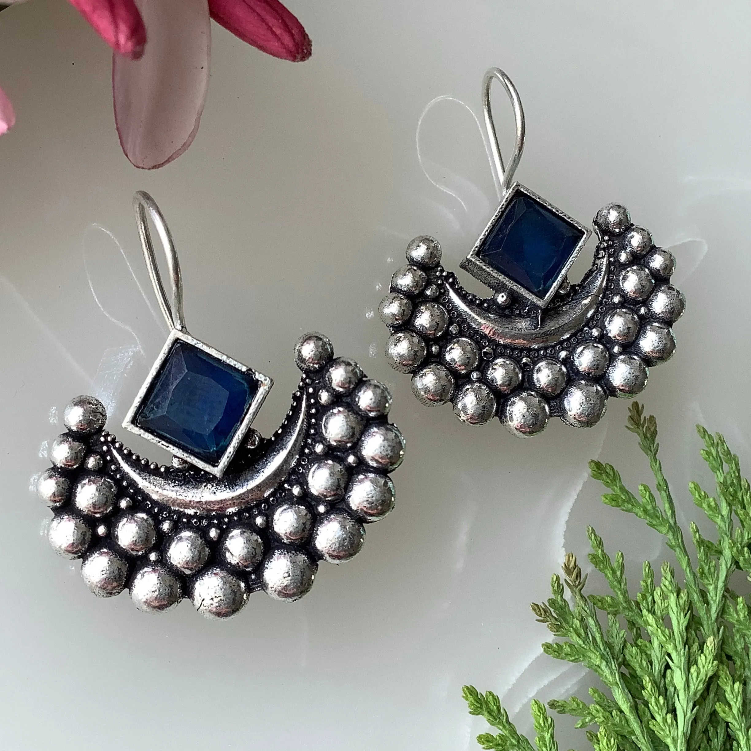 Salvanity German Silver Chandrika earrings