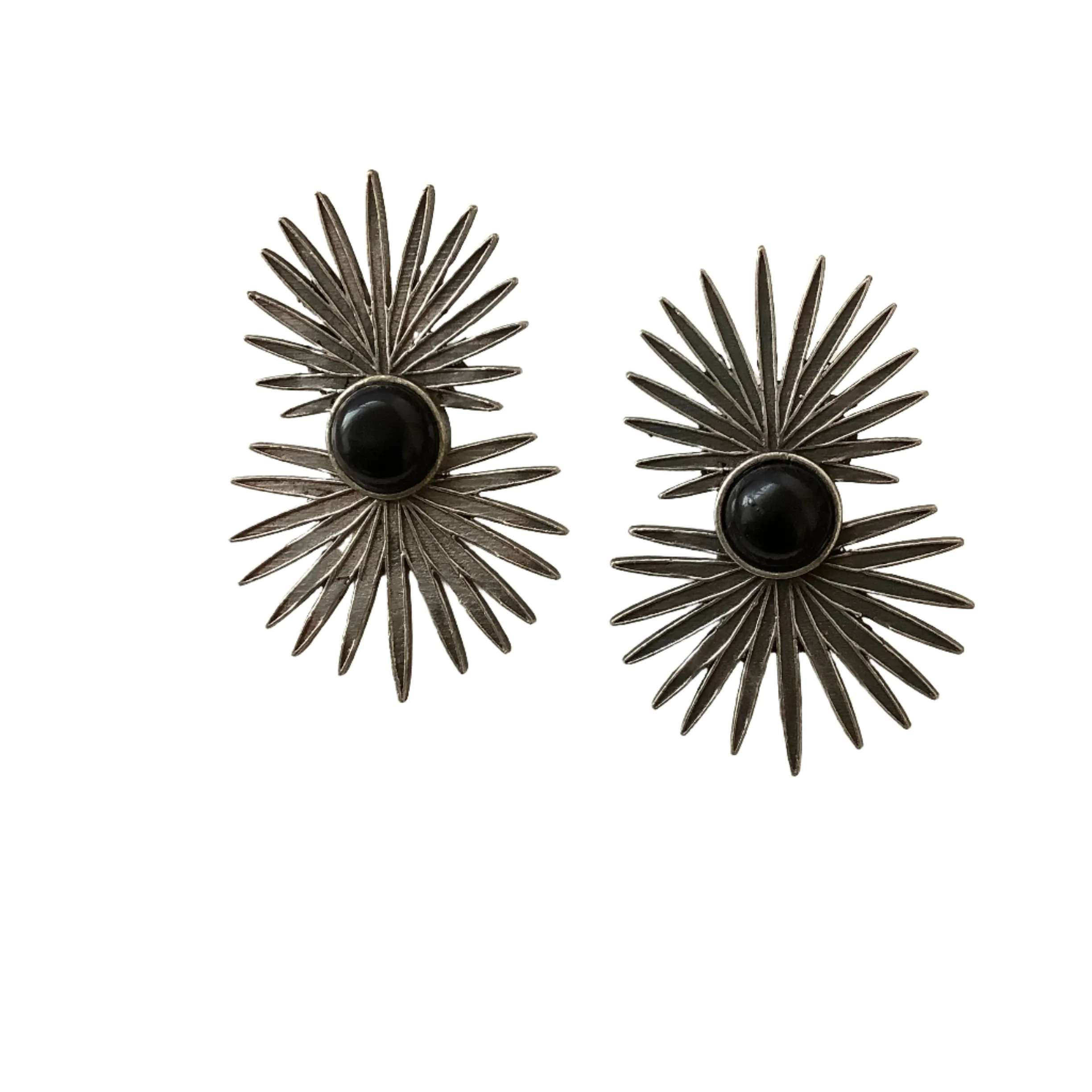 Salvanity German Silver Fireworks Earrings - Black