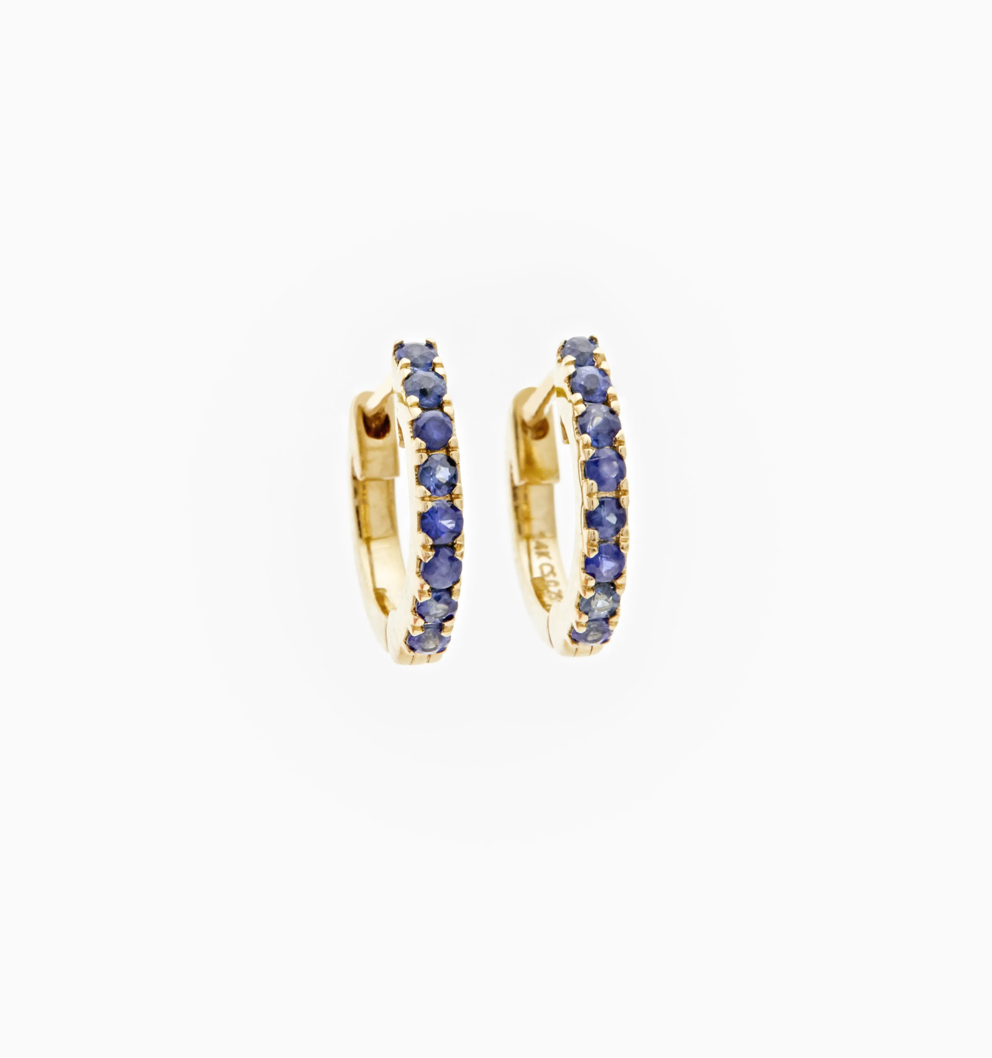 Sapphire Huggie Hoops In 14K Solid Gold