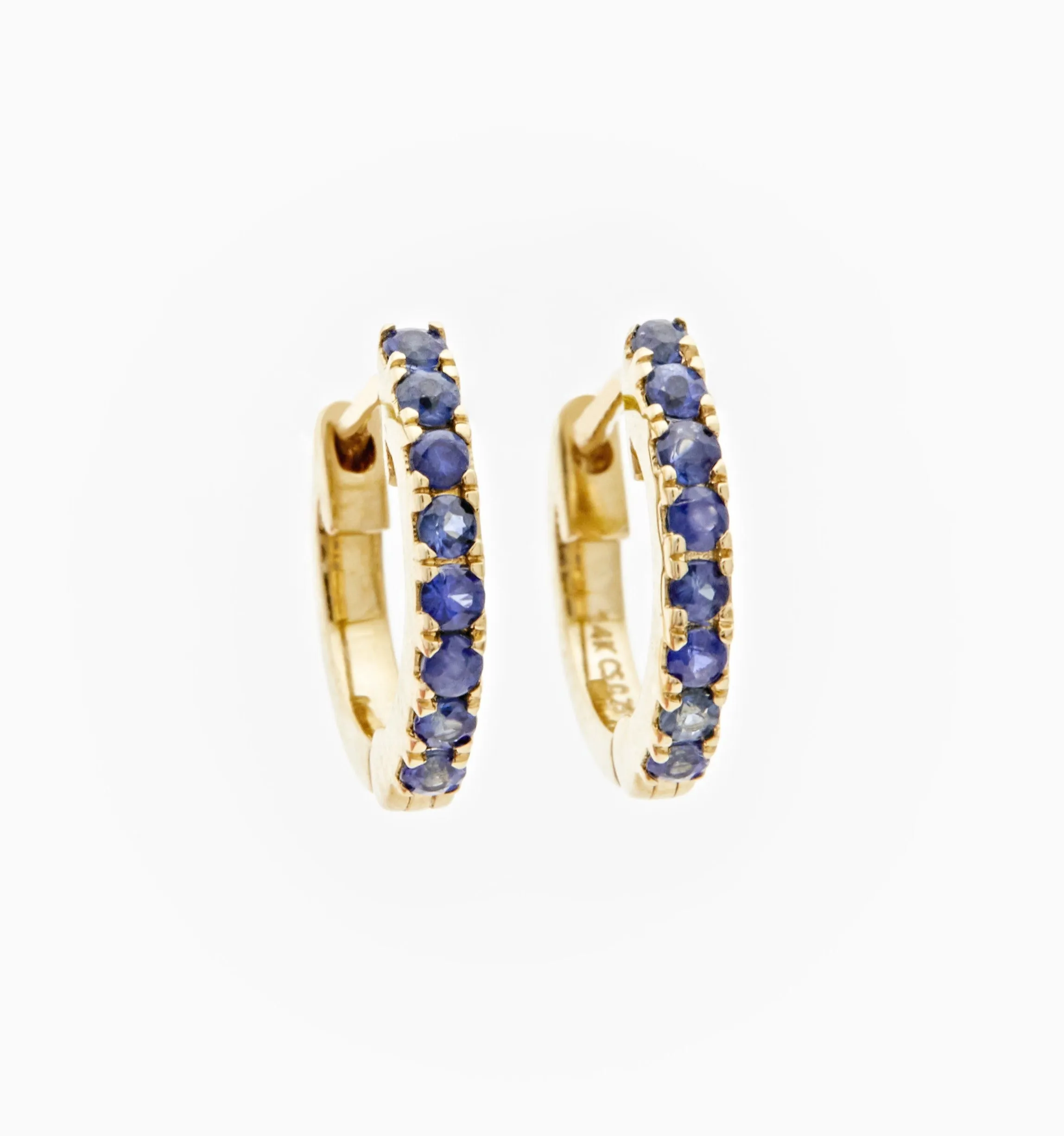 Sapphire Huggie Hoops In 14K Solid Gold