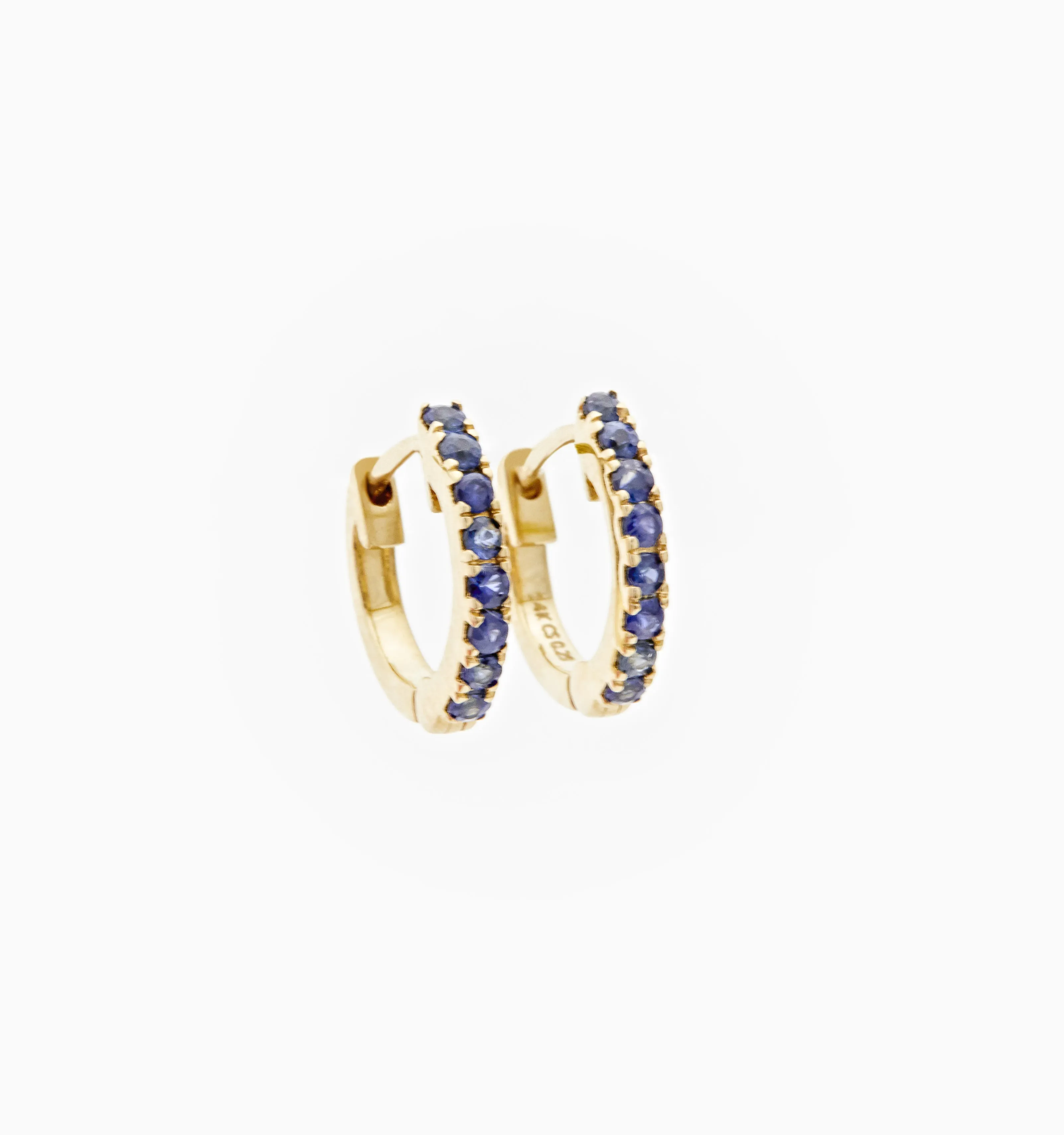 Sapphire Huggie Hoops In 14K Solid Gold