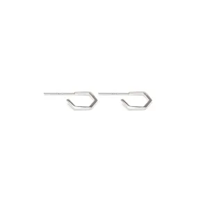 Silver Hexagon Hoop Earrings