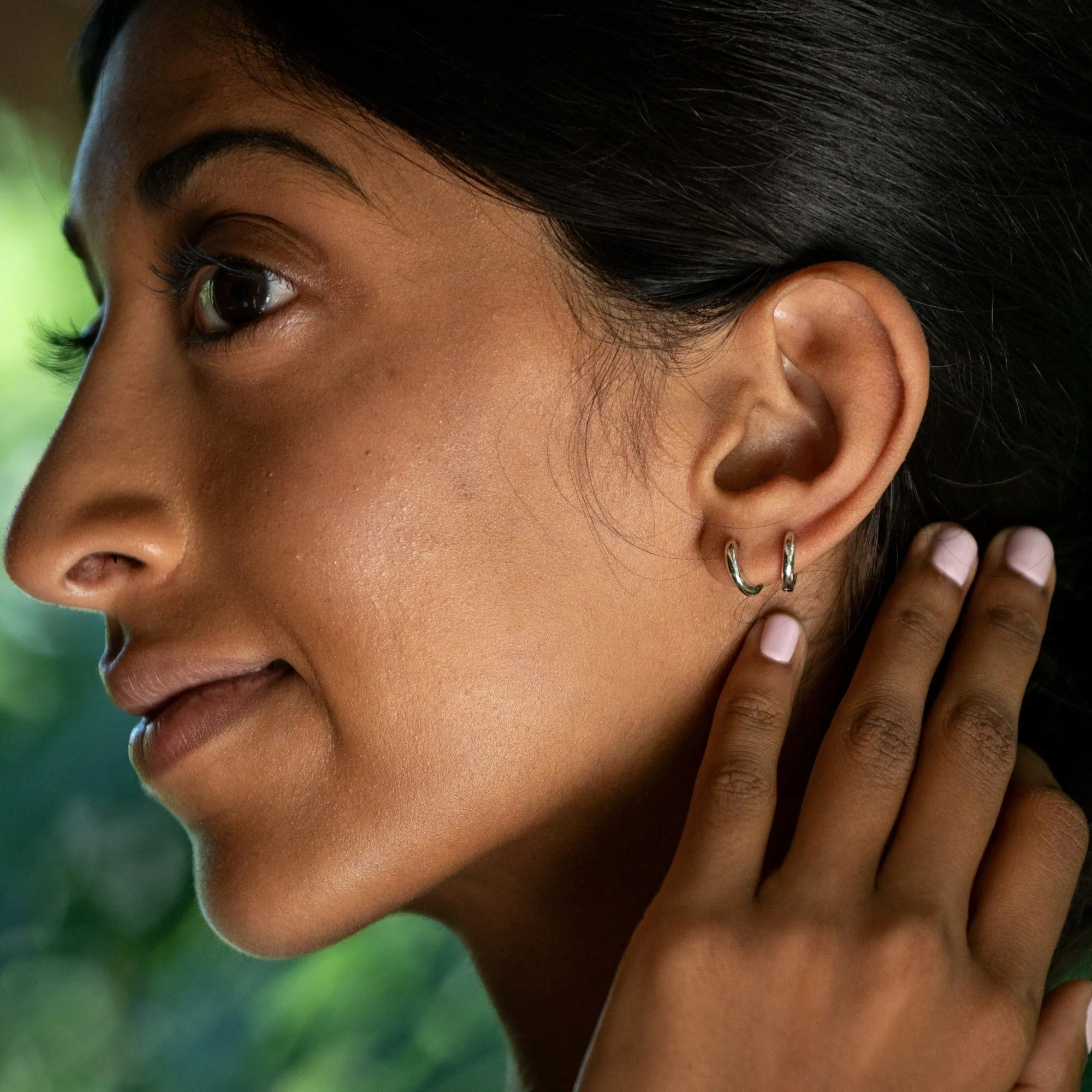 Silver Huggie Hoop Earrings