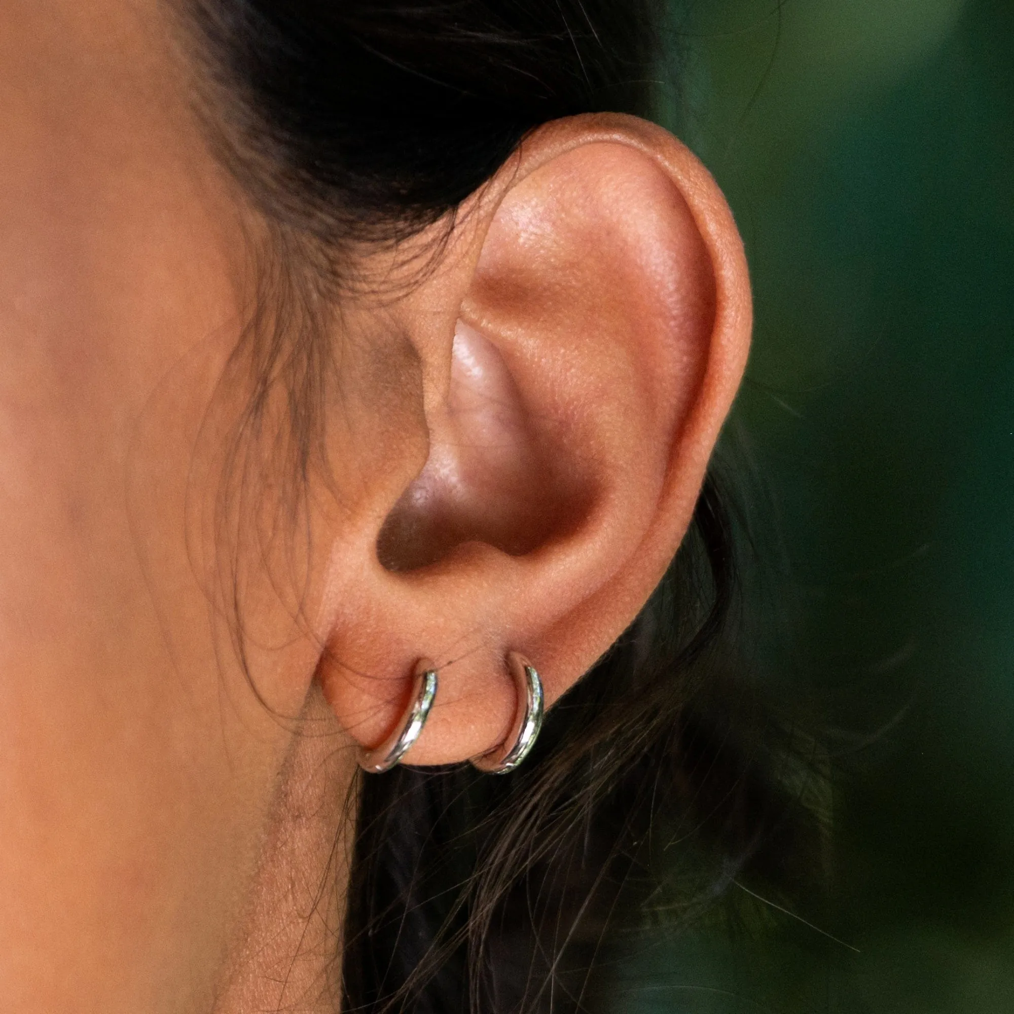 Silver Huggie Hoop Earrings