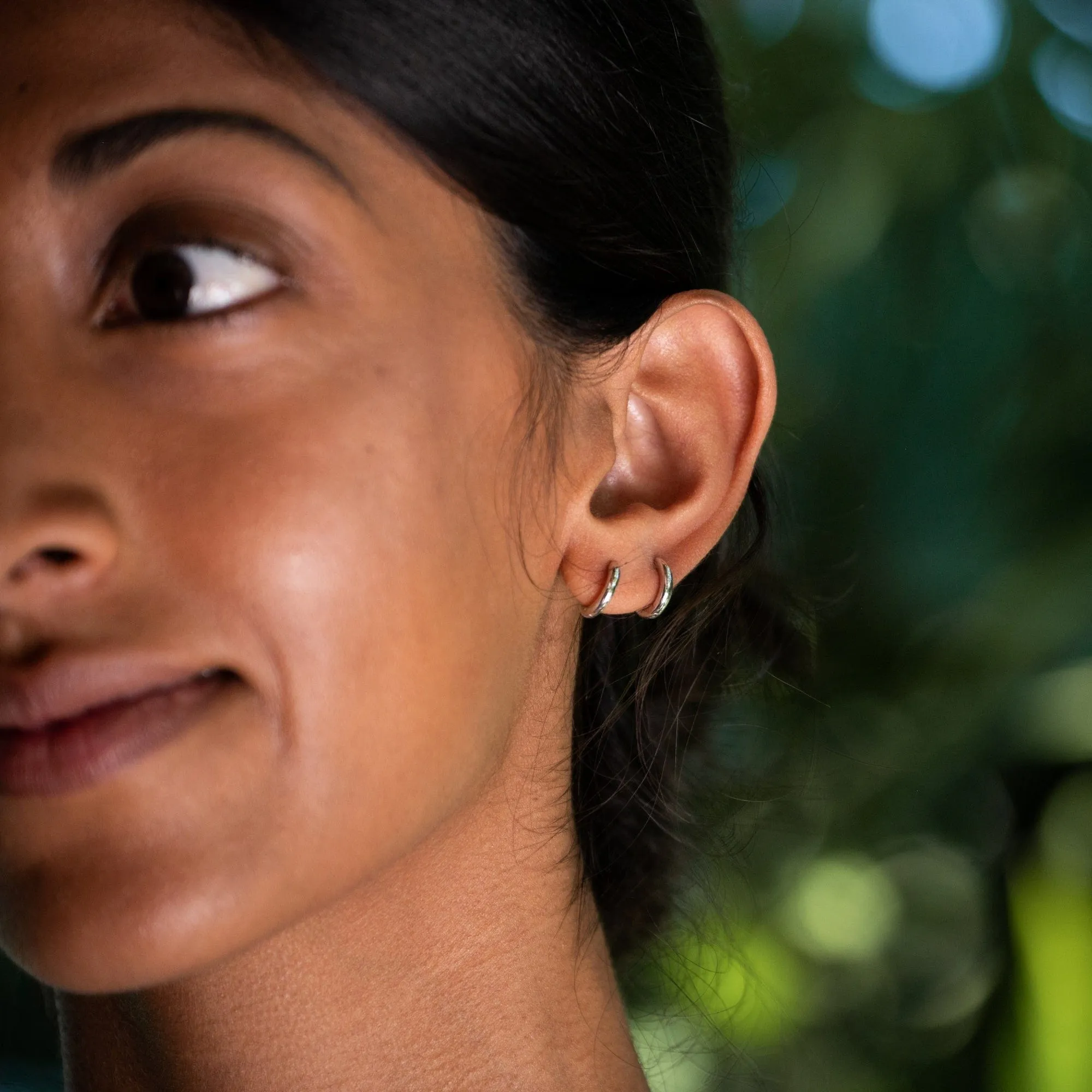 Silver Huggie Hoop Earrings