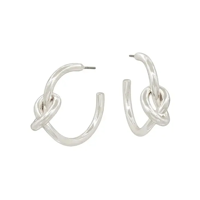 Silver Knot Hoop Earrings