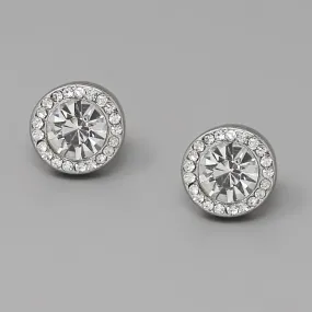 Silver Rhinestone Earring Studs