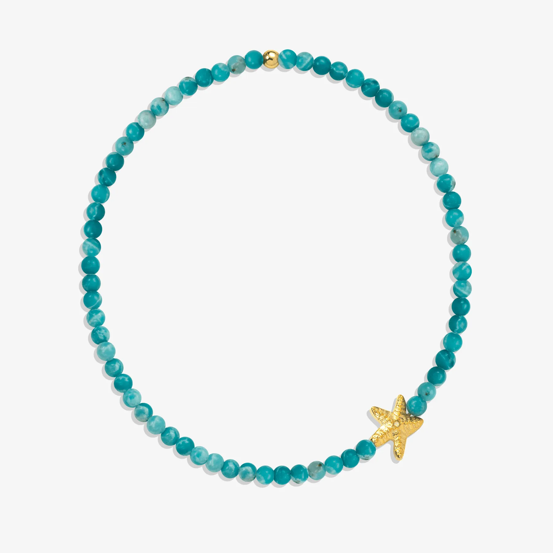 Starfish Lt Blue Quartz Beaded Stretch Anklet (Water Resistant)