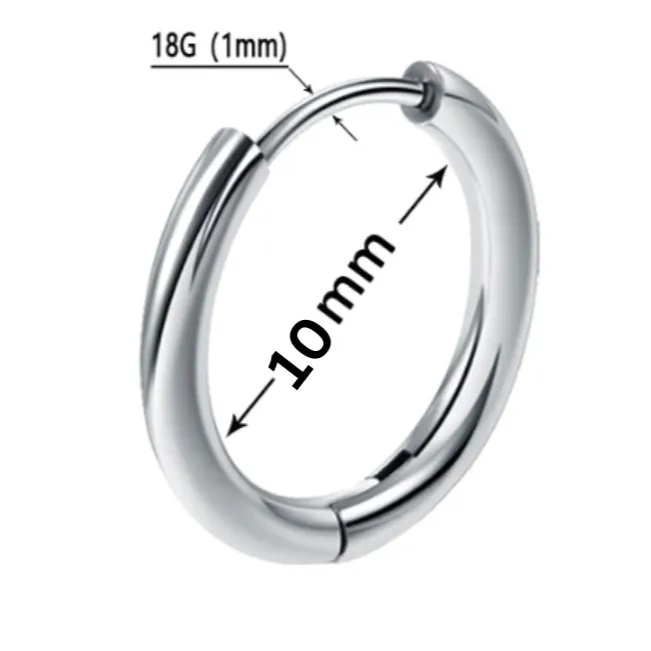 Steel Hinged Clicker Round Ear Hoop 10G 2.5mm Thick