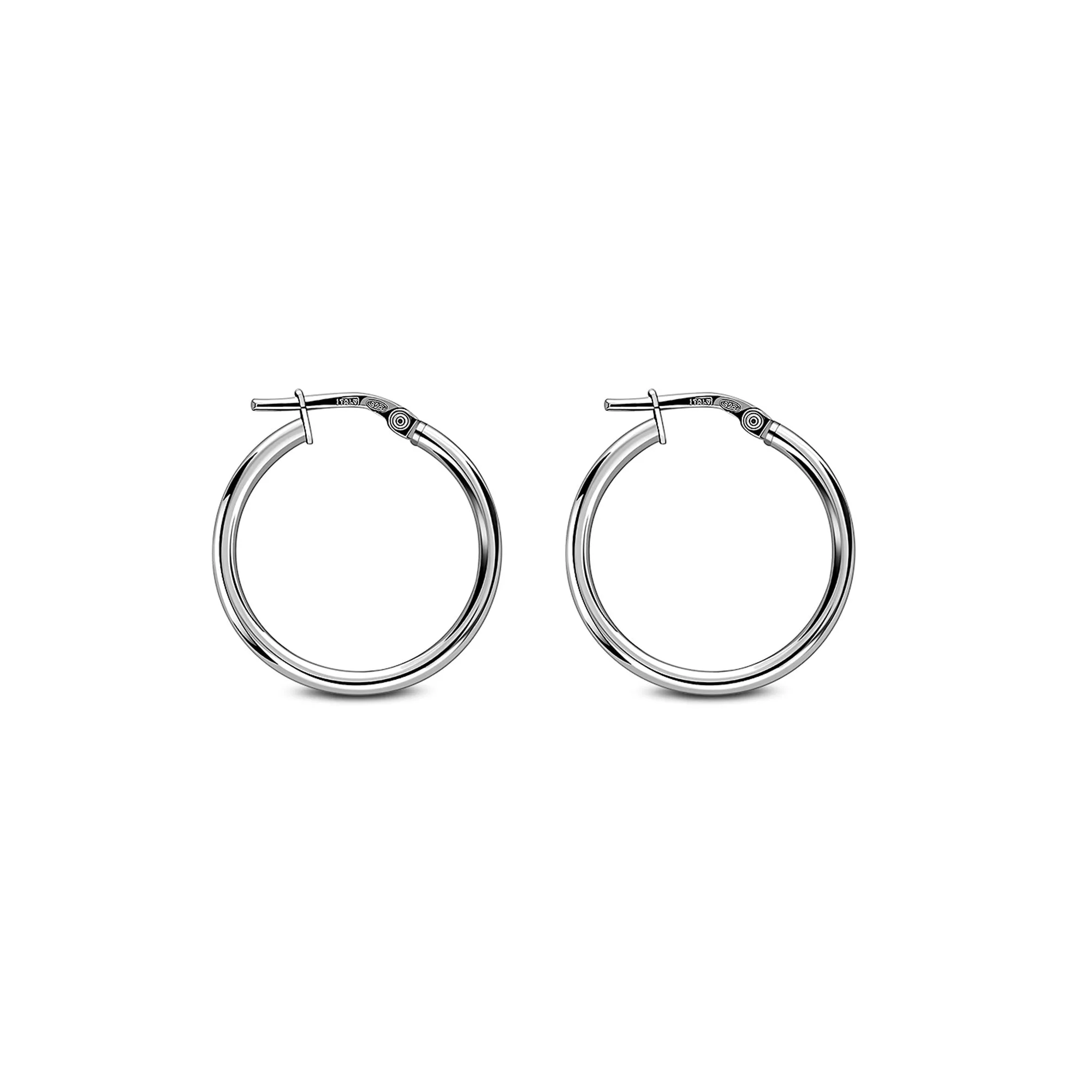 Sterling Silver 20mm Closed Round Hoop Earrings