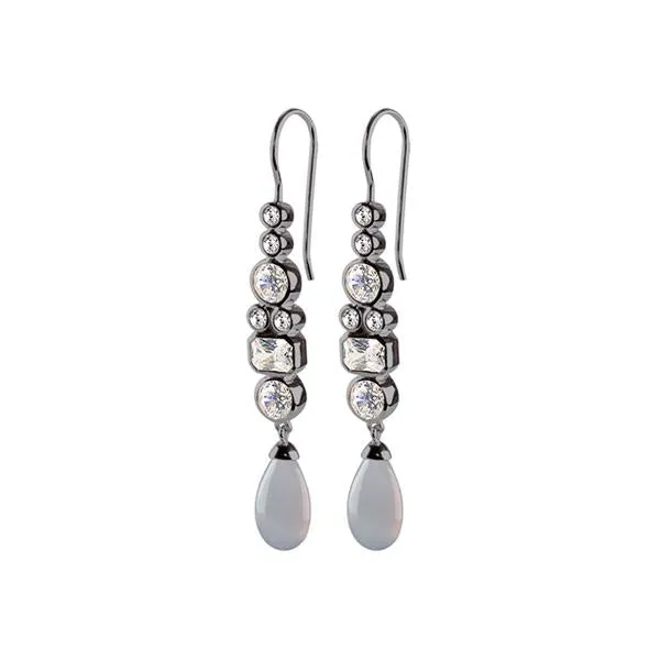 STERLING SILVER DARIN OXIDISED GREY EARRINGS