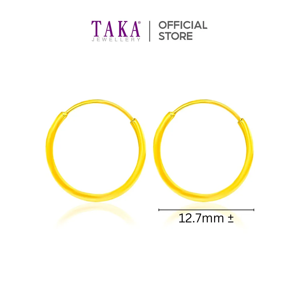 TAKA Jewellery 999 Pure Gold 5G Hoop Earrings