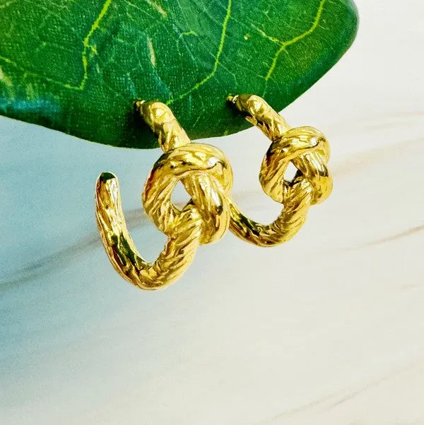 Textured Pretzel Hoop Earrings