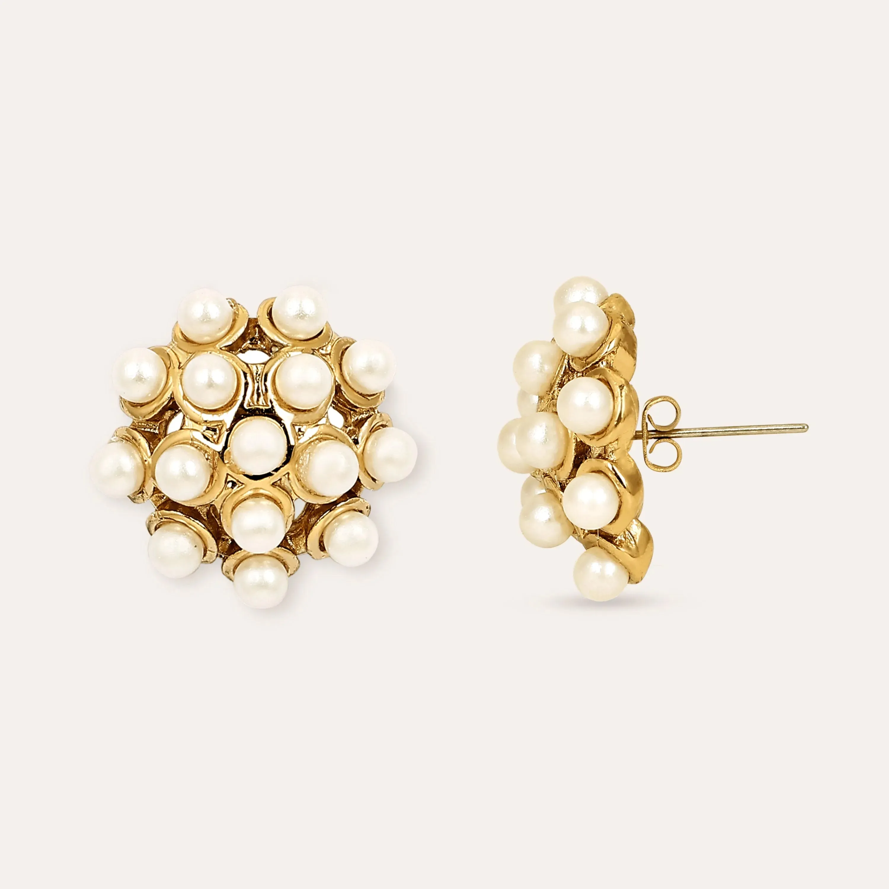 TFC Pearlpop Gold Plated Stud Earrings