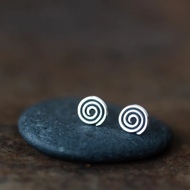 Tiny Celtic Spiral Stud Earrings