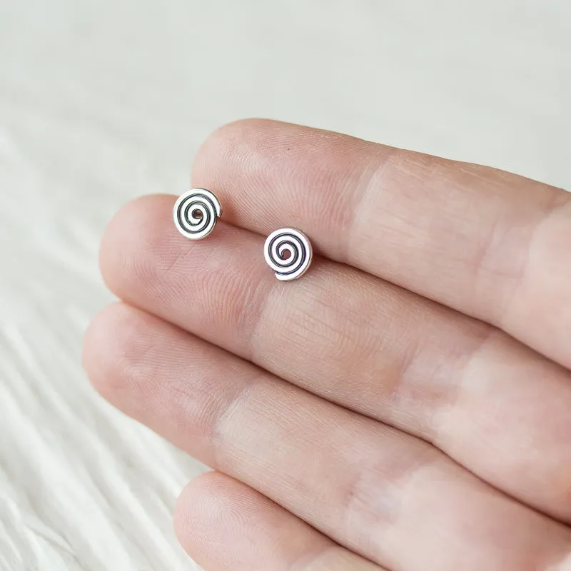 Tiny Celtic Spiral Stud Earrings