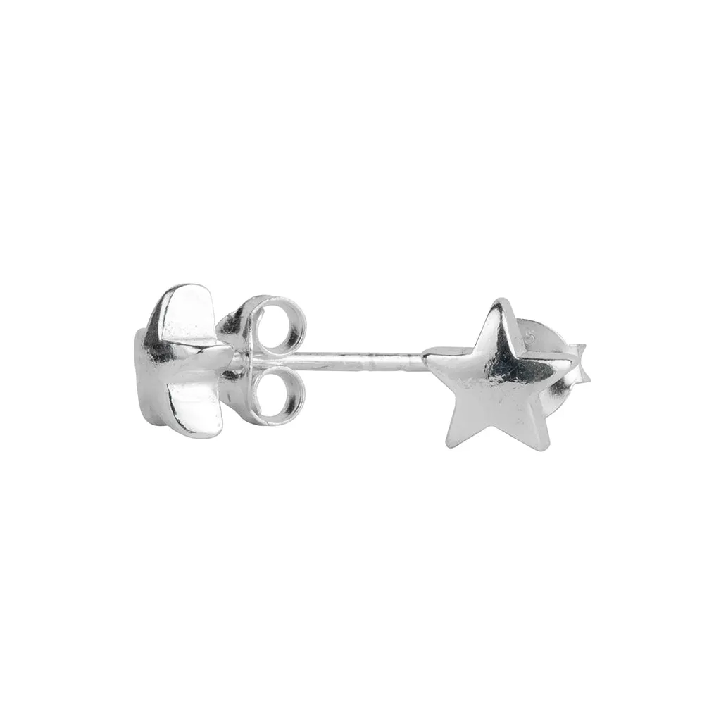 Tiny Silver Star Stud Earrings