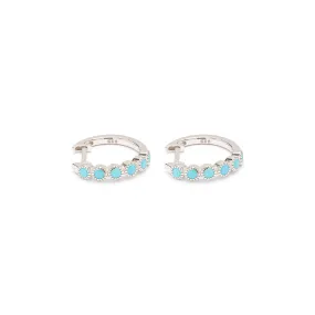 Turquoise Silver Huggie Earrings