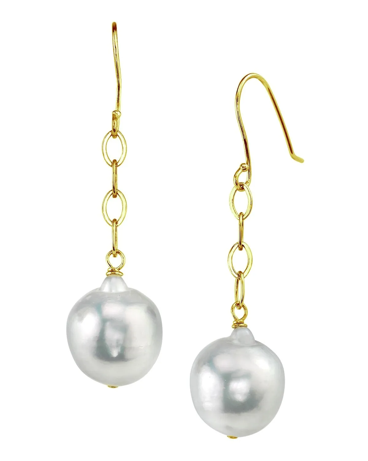 White Akoya Baroque Pearl Dangling Tincup Earrings