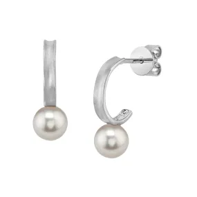 White Akoya Pearl Huggie Helena Earrings