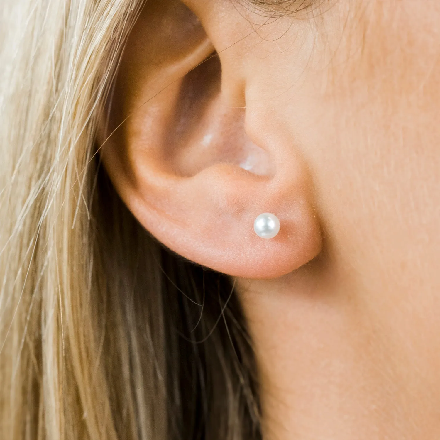 White Pearl 4mm Stud Earrings