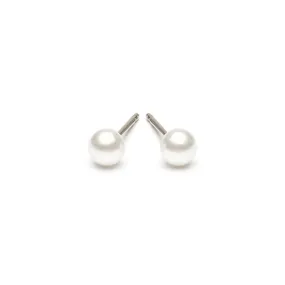 White Pearl 4mm Stud Earrings