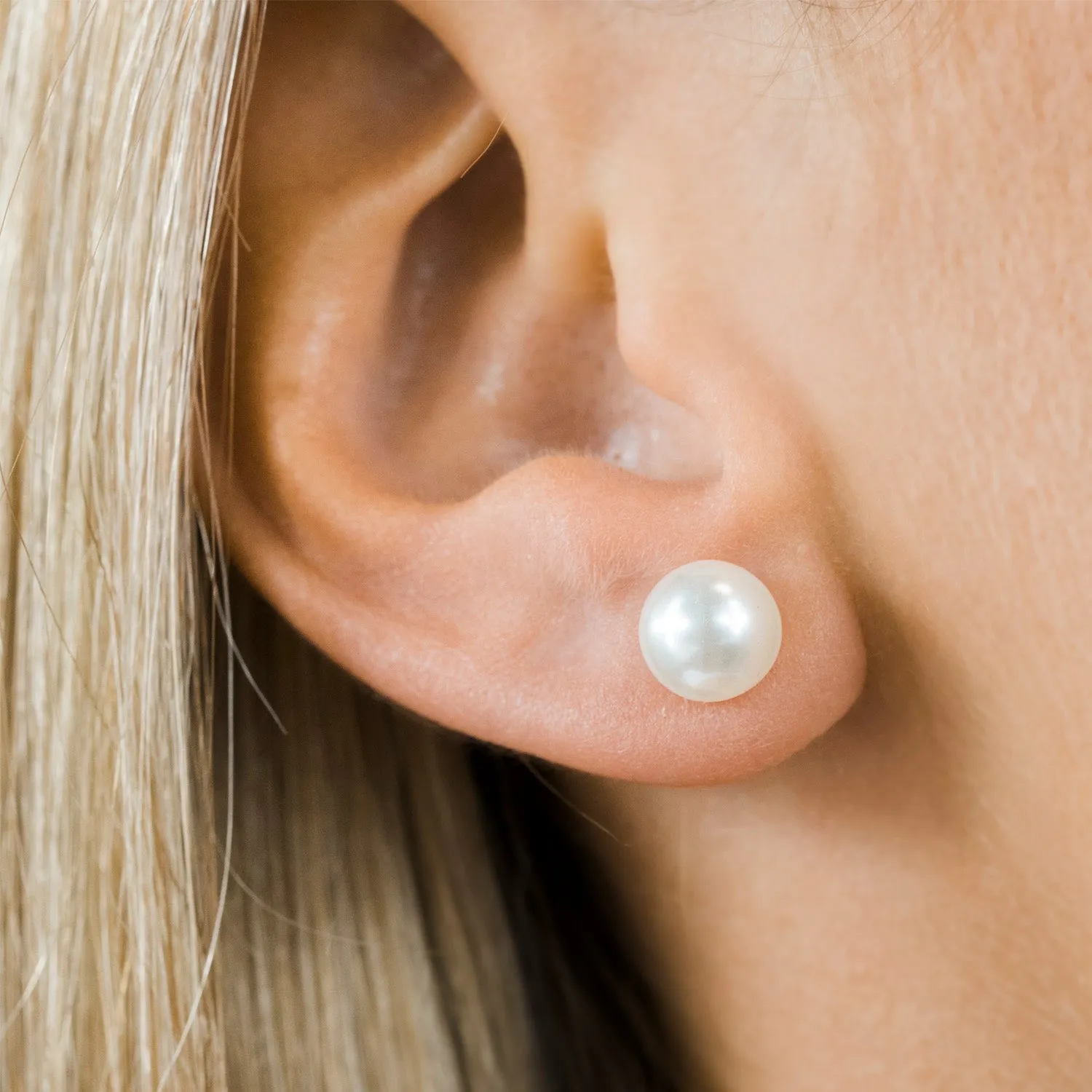 White Pearl 8mm Stud Earrings