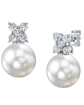 White South Sea Pearl & Diamond Aristocrat Stud Earrings