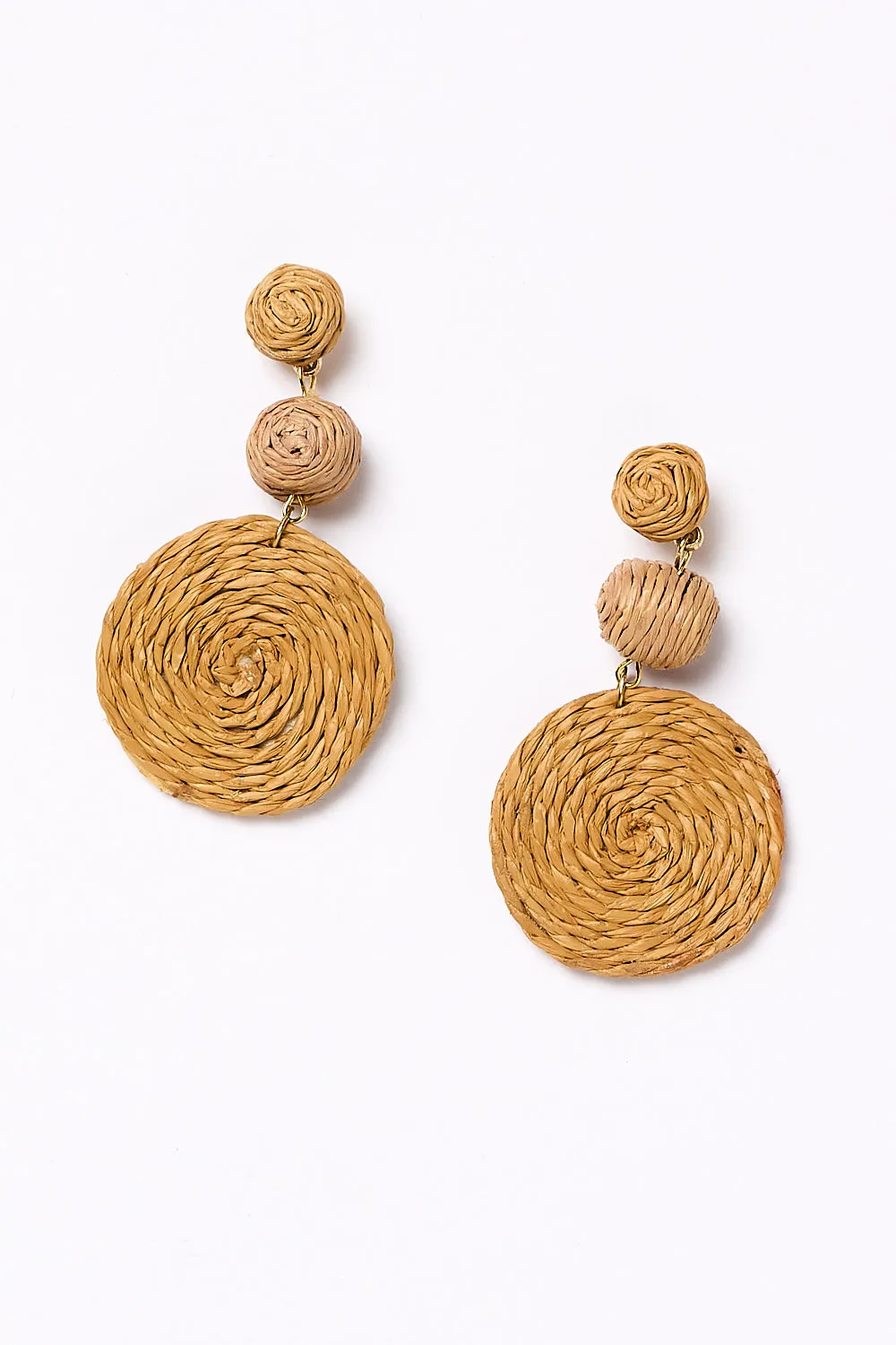 Woven Triple Circle Drop Earrings in Natural